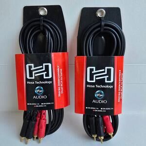 2 Hosa CRA-203AU 3M Cable Stereo Interconnect Dual RCA to Same Gold Plated Plugs